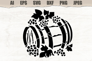 Stencil Wine Barrel, a Decorative Illustration by MARYCRAFTIRIA