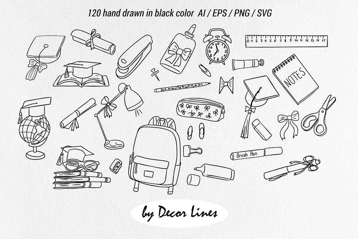 Back To School Doodles With Bows, an Education Illustration by Decor Lines (Photo 4 of 16)