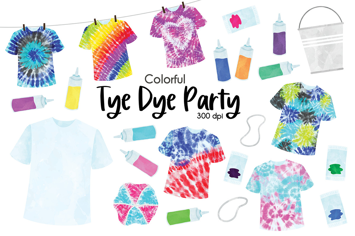 Tie Dye Clipart Set, an Object Illustration by SugarPickle Clip Art (Photo 1 of 4)