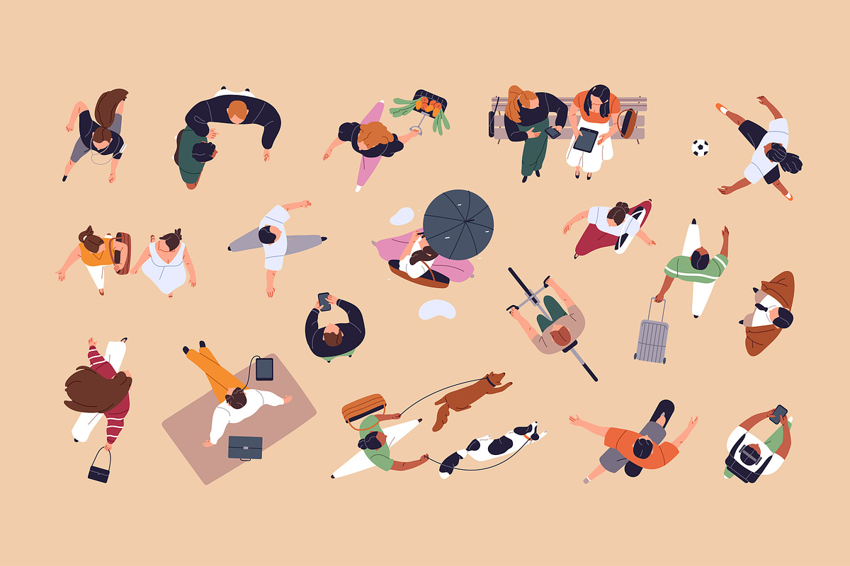 People crowd top view set + patterns, a Person Illustration by PaperTrident (Photo 2 of 4)