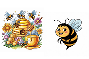 Prompt for watercolor Bee Clipart, a Graphic by Milano Creative (Thumbnail 3 of 4)