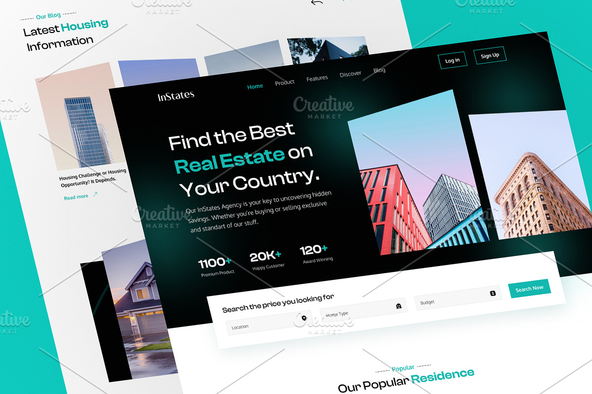 Real Estate Landing Page Template, an UI Kit Template by Tanvir Ahammed Tamim (Photo 2 of 3)