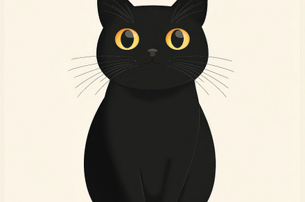 Adorable Black Cat Sitting Pretty Cu, an Abstract Photo by Pixeness