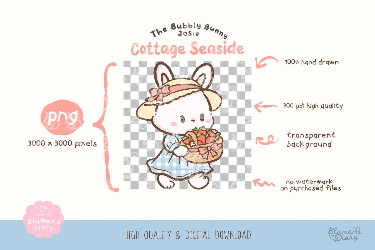 Cottage Seaside Bunny Clipart, an Animal Illustration by Blumensdiary (Photo 3 of 6)
