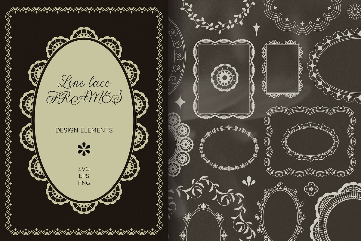 Line Lace Frames - vector designs, an Object Graphic by venimo (Photo 1 of 14)