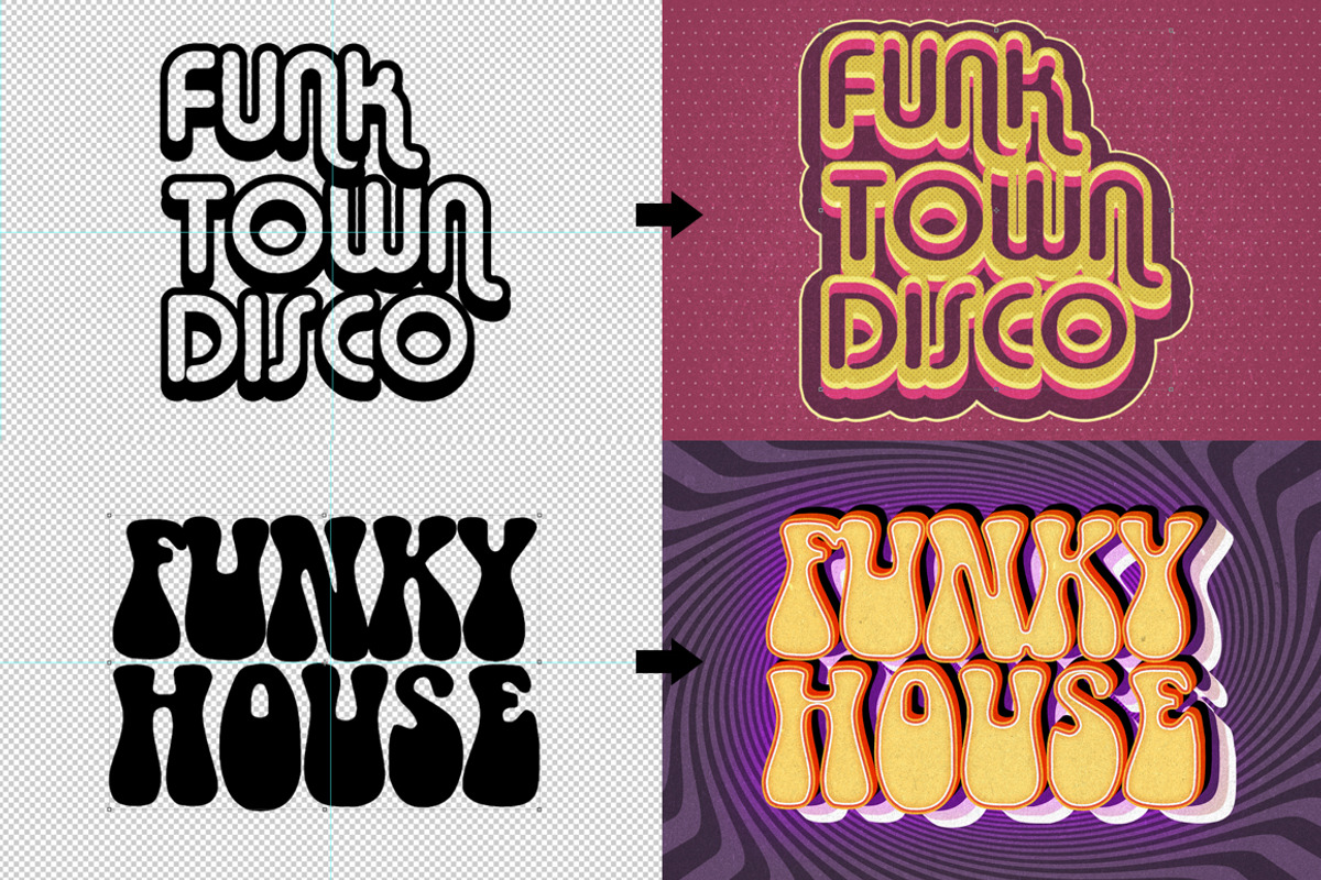 70s Text Effects for Photoshop, a Layer Style Add-On by Graphicdome (Photo 17 of 17)