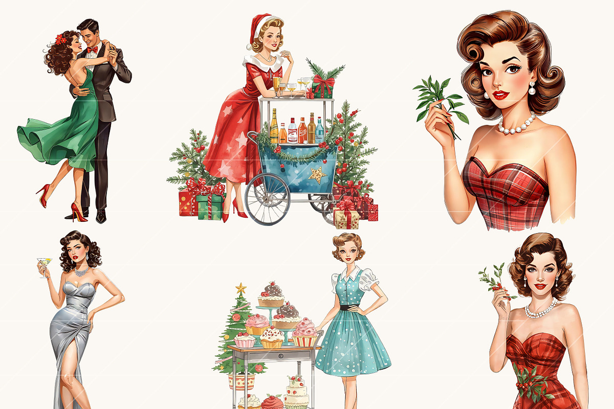 Vintage Glamorous Christmas Party, a Seasonal Illustration by Design Scotch (Photo 6 of 8)