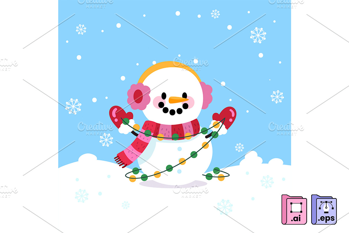 Outdoor Snowman, an Object Illustration by MISS CHATZ (Photo 1 of 3)