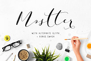 Mostter Script, a Script Font by vuuuds (Thumbnail 1 of 6)
