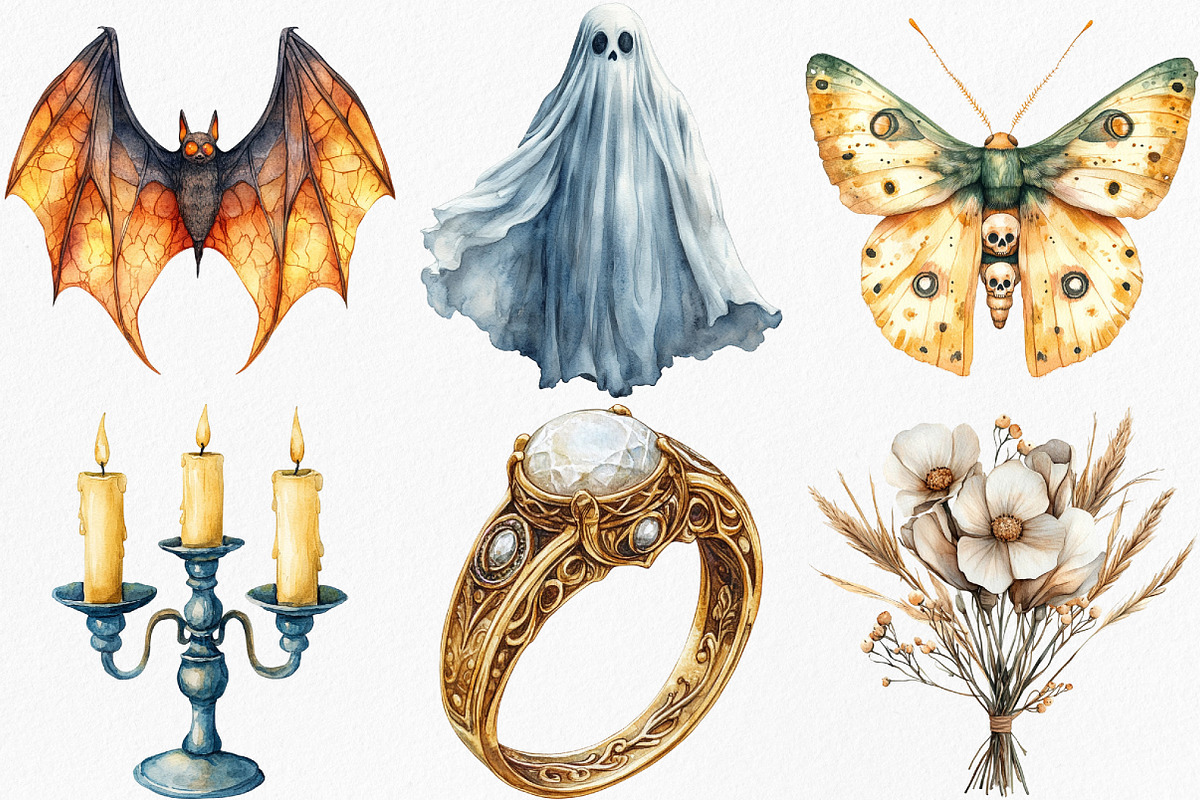 Ivory Gothic Halloween Clipart, an Illustration by Canvas Craft (Photo 3 of 8)