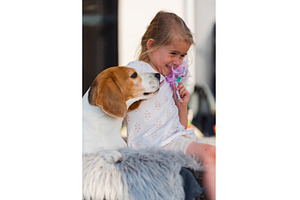 Portrait of preschool girl lying, an Animal Photo by MadPhotos