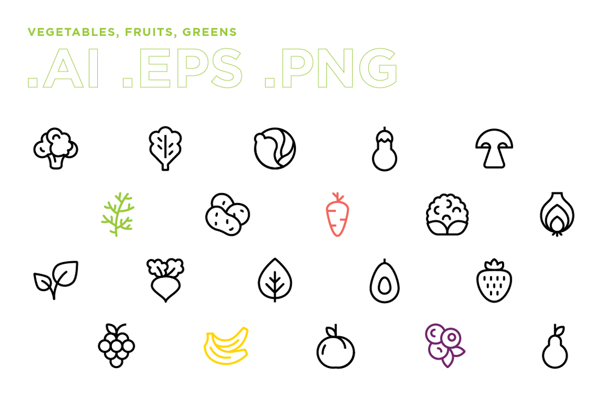 Minimal Vegan icon set preview 2