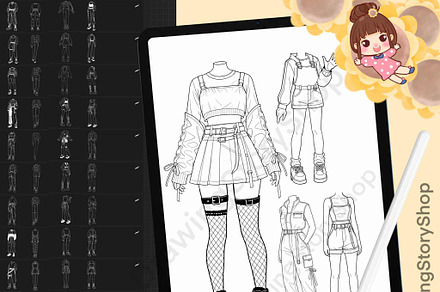 120 Procreate Anime Clothes Stamps