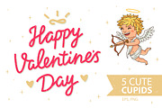 Happy Valentine's Day – 5 Cupids, an Illustration by chekart (Thumbnail 1 of 5)