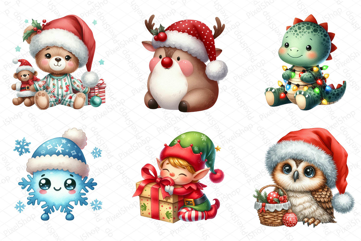 Cute Christmas Clipart, Png, an Illustration by DreamPrint404 (Photo 2 of 4)