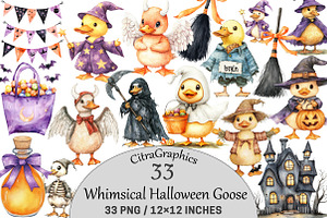 Whimsical Halloween Goose Clipart, an Illustration by CitraGraphics