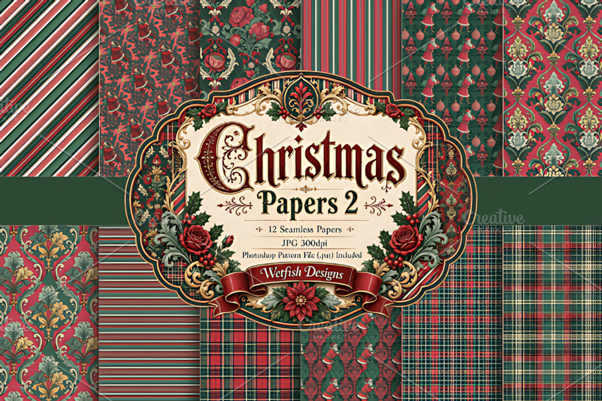 Seamless Christmas Patterns 2, a Background Graphic by Coco Bloom (Photo 1 of 4)