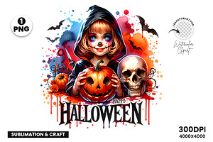Halloween Girl Witch Pumpkin Clipart, an Illustration by Creative Arslan