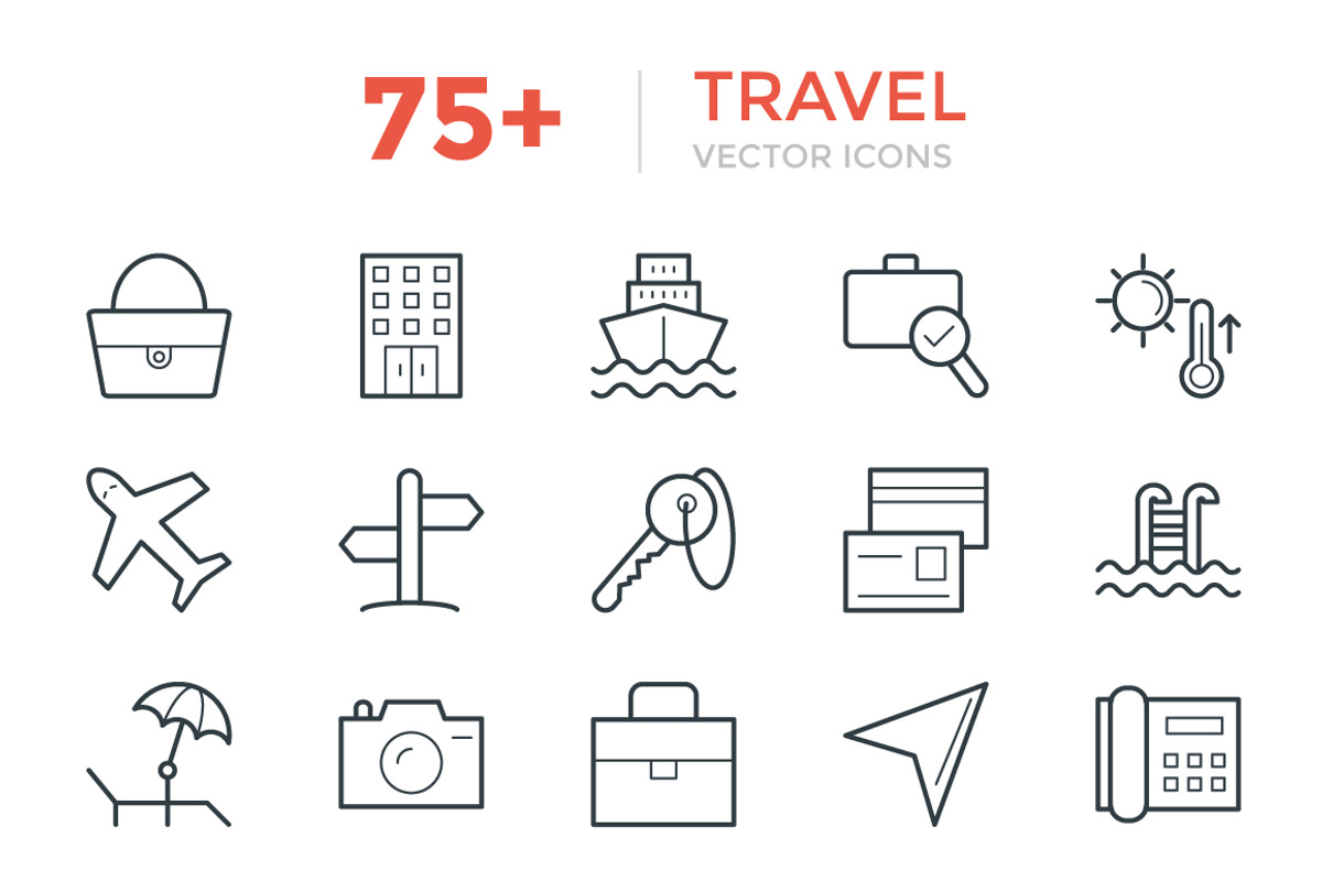 75+ Travel Vector Icons, an Outline Icon by Vectors Market (Photo 1 of 3)