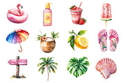 Watercolor Summer Beach Clipart PNG, an Illustration by Dream Creation (Thumbnail 3 of 5)