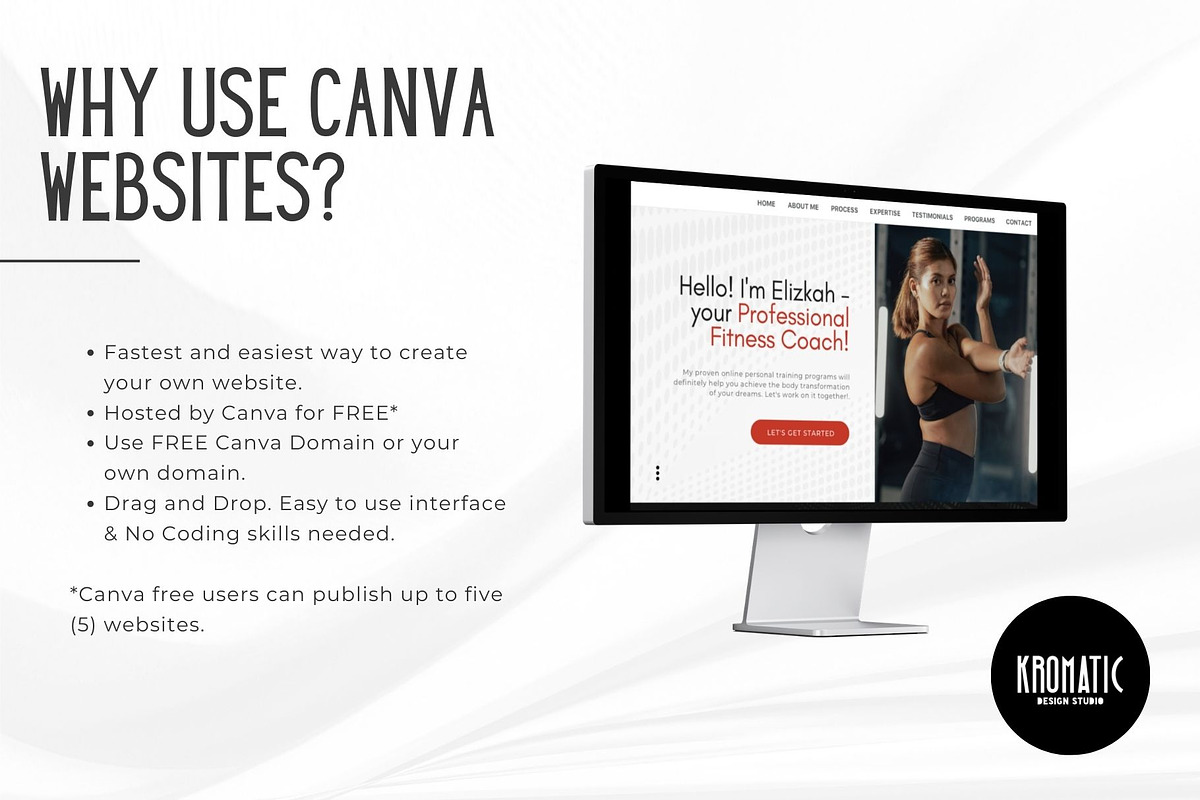Fitness Coach Canva Website Template, a Landing Page Template by Kromatic Design Studio (Photo 4 of 8)