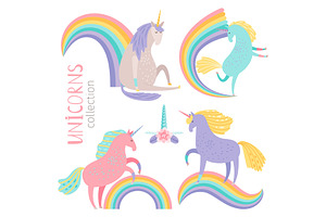 Vector Cartoon Character Unicorns