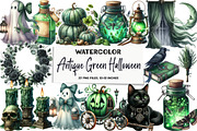 Antique Green Halloween Clipart, an Illustration by DreamArtGraphic (Thumbnail 1 of 5)