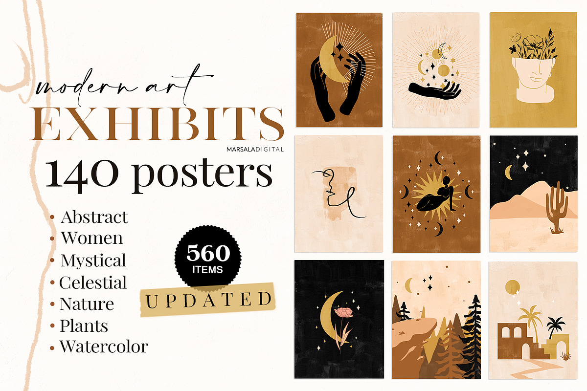 Poster Bundle Mystical Women Modern, a Decorative Illustration by Kaya Fonts (Photo 1 of 23)