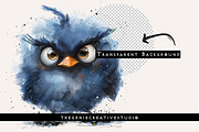 Fluffy Grumpy Bird PNG Clipart Set, an Animal Illustration by Geniecreativestudio (Thumbnail 2 of 9)