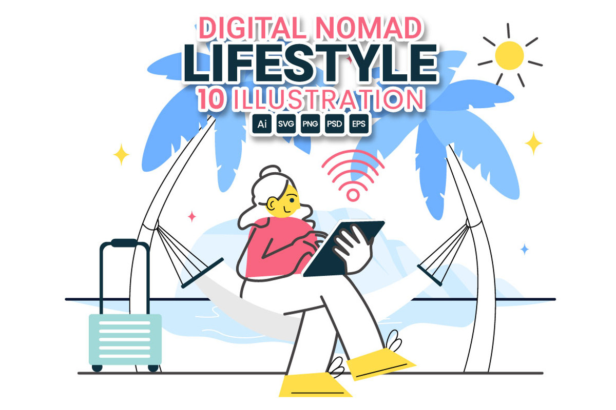 10 Digital Nomad Lifestyle Vector, a Work Illustration by denayunebgt (Photo 1 of 4)