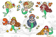 Baby mermaid in deep sea, an Illustration by Azuzlikus (Thumbnail 3 of 11)