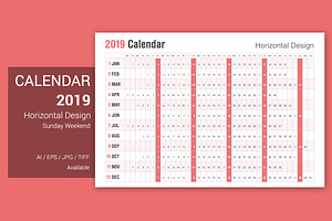 Calendar 2019 Horizontal Style