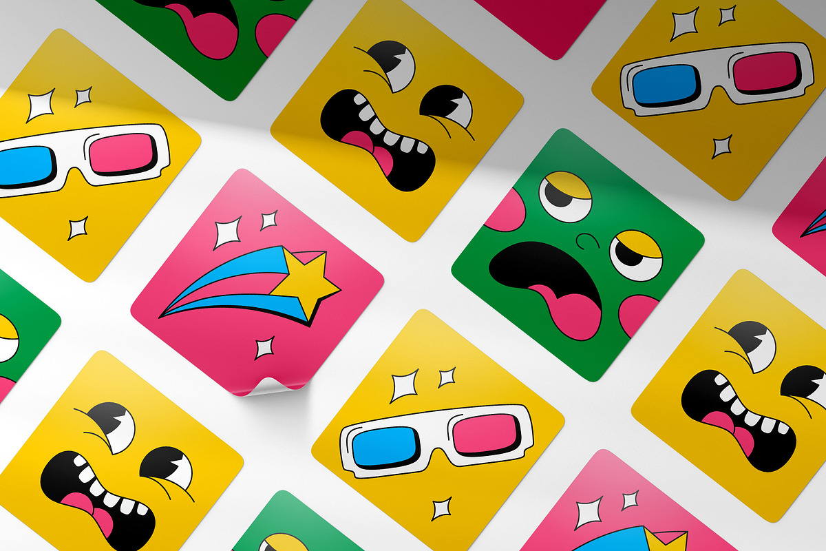 Square Stickers Mockup Set, a Product Mockup by Design Squad (Photo 2 of 7)