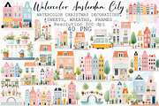 Watercolor Amsterdam City Clipart Se, an Illustration by Sublimation Artist (Thumbnail 1 of 6)