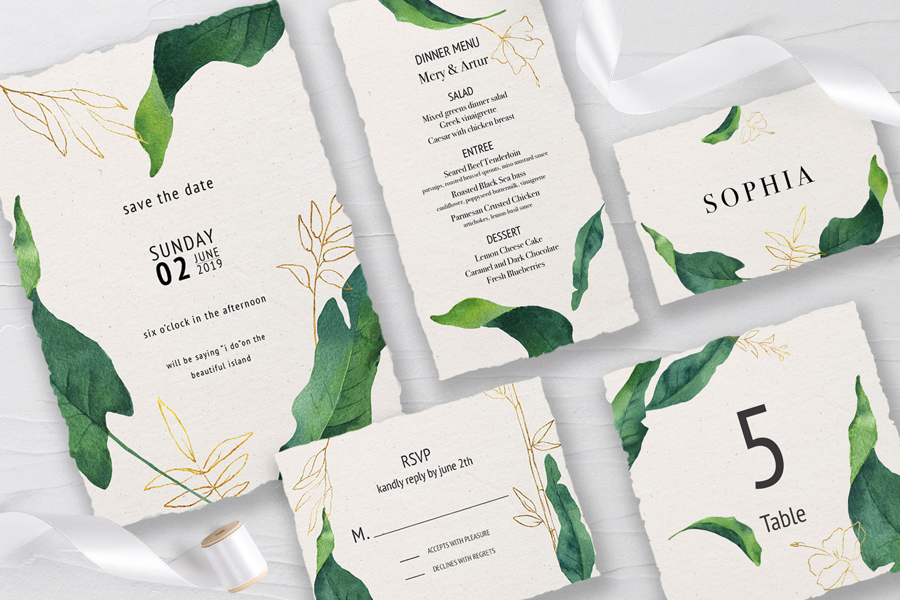 Tropical Greenery Wedding Suite, an Invitation Template by Elena ...