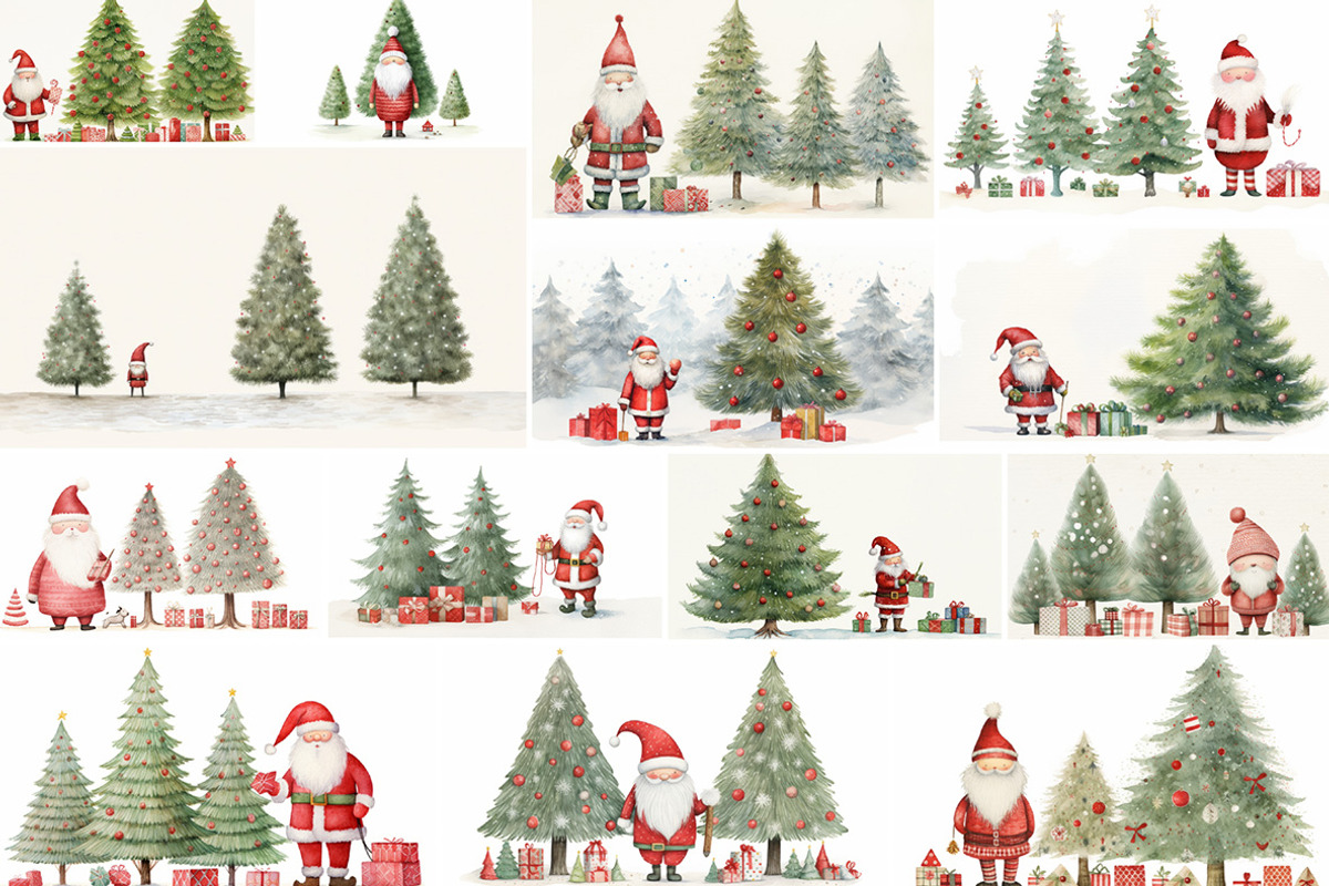44 Cute Santas, a Seasonal Illustration by Handmadefont (Photo 4 of 12)