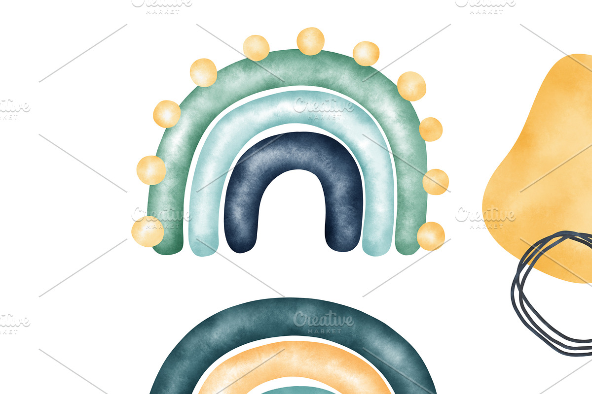 Watercolor rainbow clip art, an Illustration by Natalya_Mona_Art (Photo 6 of 9)