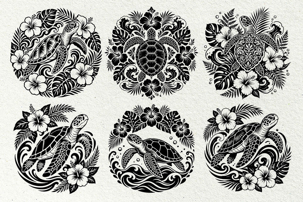 Sea Turtle Tropical SVG Graphics, a Decorative Illustration by DENIDigitalArtSudio (Photo 4 of 7)