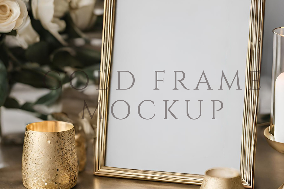 Wedding Sign Gold Frame Mockup, a Merchandise Mockup by Summit Avenue (Photo 3 of 5)