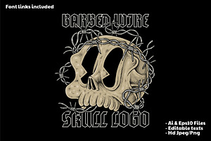 Skull Surrounded by Barbed Wire, a Branding & Logo Template by Judsart