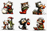 Whimsical Christmas Cat Clipart, an Illustration by CreationArt (Thumbnail 5 of 5)