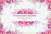 Watercolor Animals anf Flowers, an Animal Illustration by TanataDesign (Thumbnail 2 of 13)