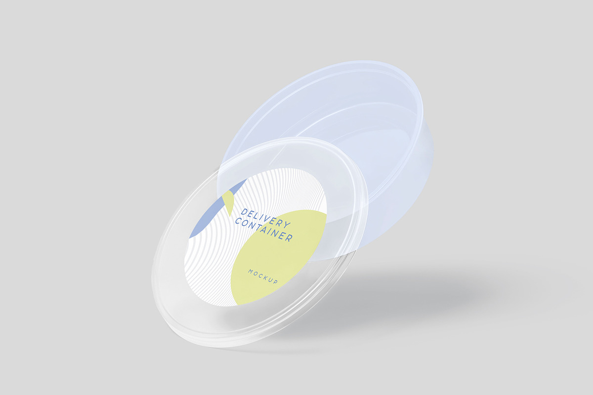 Round Plastic Box Label Mockups, a Cups & Container Mockup by GfxFoundry (Photo 6 of 8)