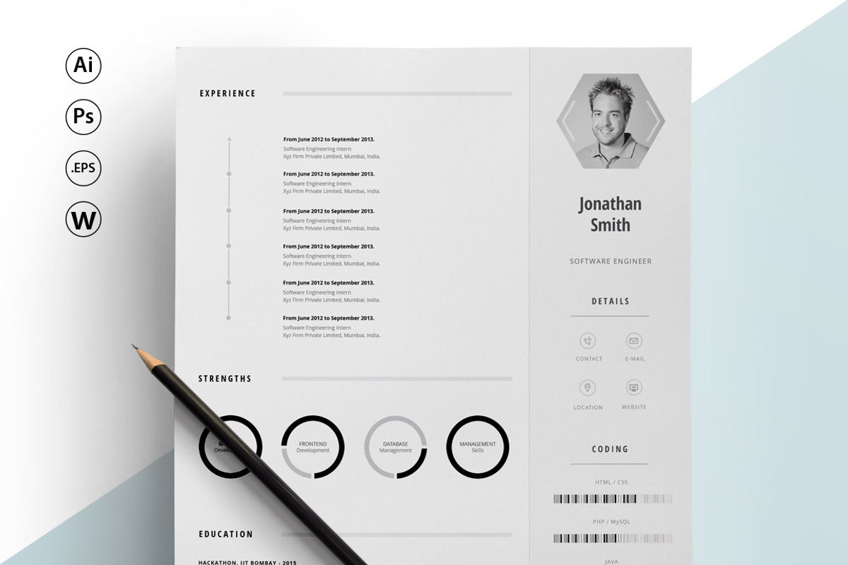 Resume / CV - Elegance, a Resume Template by 3Angle (Photo 1 of 5)