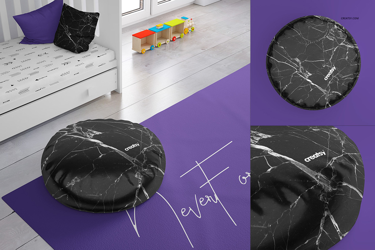 Round Shiny Fabric Pillow Mockup Set, a Product Mockup by creatsy2 (Photo 2 of 7)