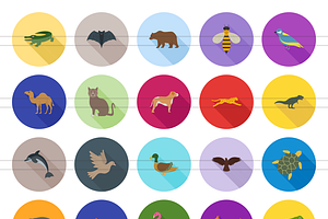 60 Animals & Insects Flat Icons