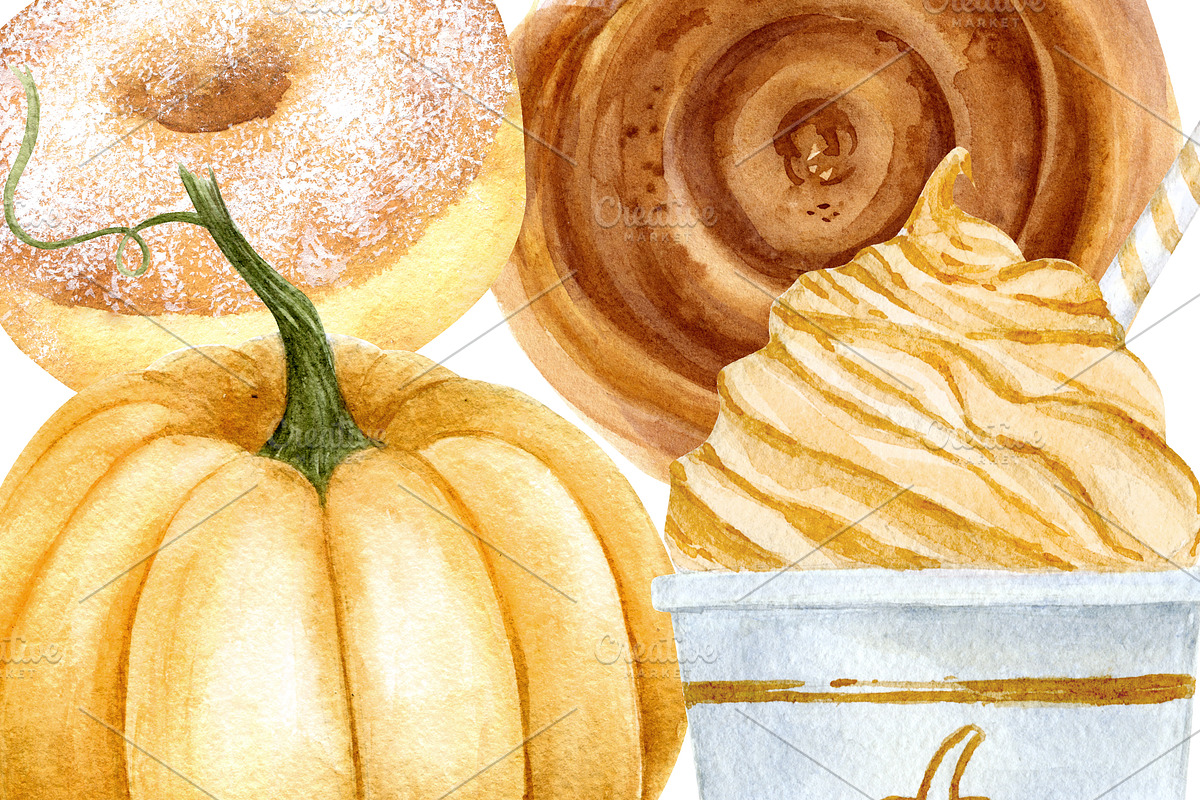 Pumpkin Spice Watercolor Clip Art, an Object Graphic by Watercolor Clipart (Photo 4 of 4)