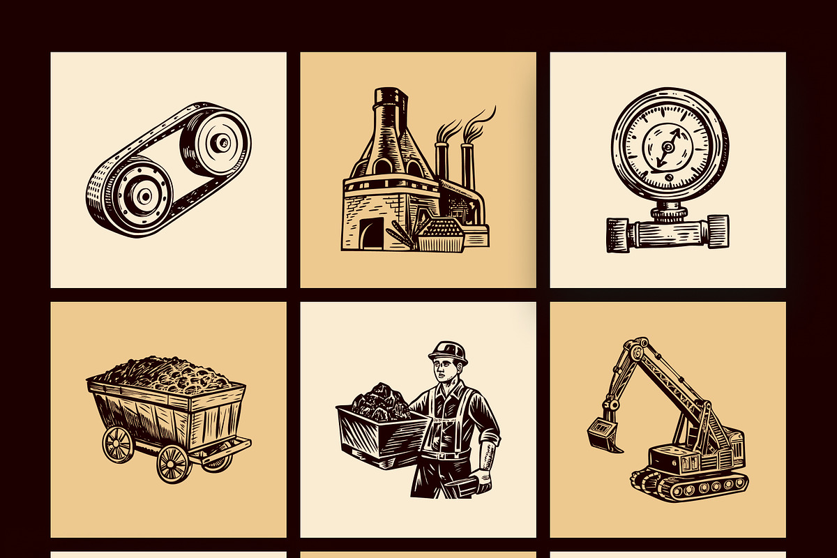 Vintage Industry Illustration Set, an Object Illustration by Prosymbols (Photo 9 of 10)