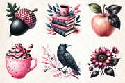 Pink and Black Autumn Clipart, an Illustration by Dream Creation (Thumbnail 2 of 6)