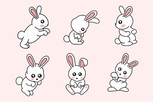 30 Cute Rabbit Bunny Pose Face Ears